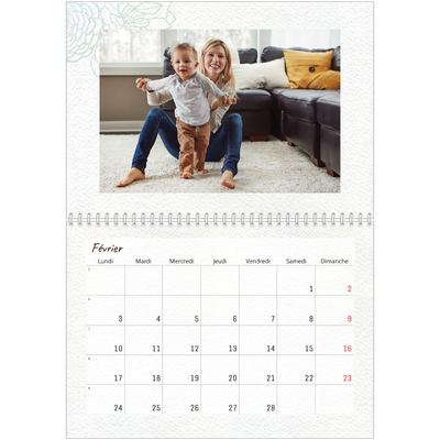 Calendrier photo A4 double (30 x 40 cm) — Ornements bucoliques [Février]
