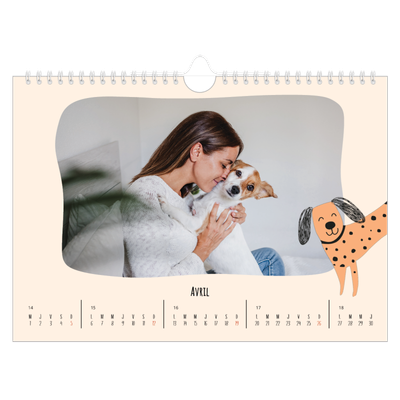Calendrier photo A4 — Pattes de chien et gribouillis [Avril]