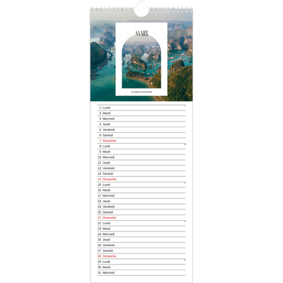 Calendrier mural long  — L'arche ouverte [Mars]