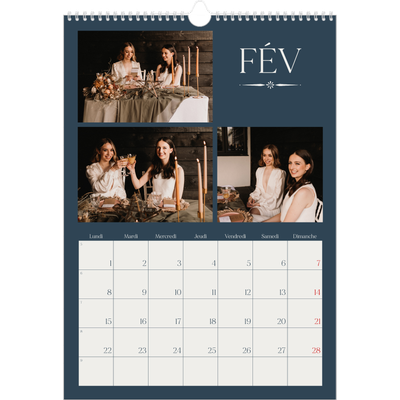 A3 Calendrier annuel — Ardoise et sérifs [Février]
