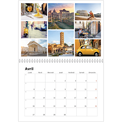 Calendrier photo A4 double (30 x 40 cm) — Diaporama asymétrique [Avril]