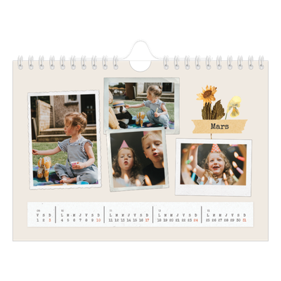 Calendrier photo A5 — Scrapbook vintage [Mars]