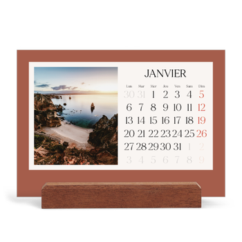 Calendrier de bureau support bois - paysage — Couleurs classiques
