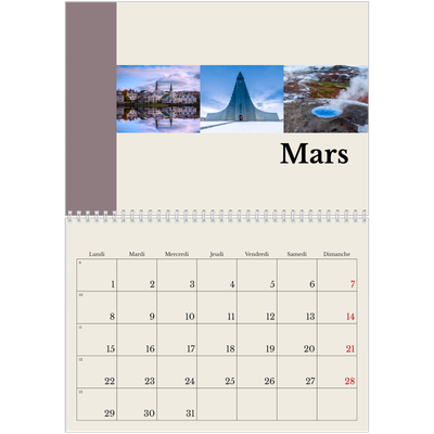 Calendrier photo A4 double (30 x 40 cm) — Vues du monde [Mars]