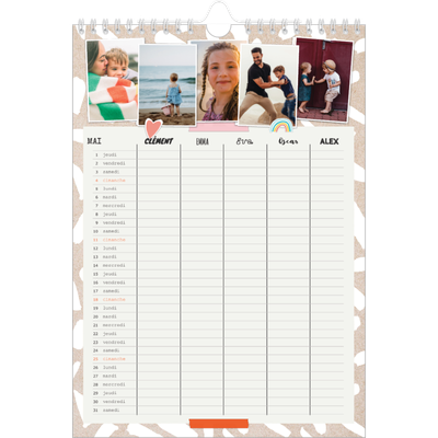 Calendrier familial A4 — Agenda rustique - Famille de 5 [couverture]