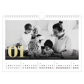 Calendrier photo A4 — Larges numéros brillants