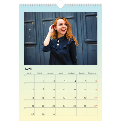 A3 Calendrier annuel — Dégradé pastel [Avril]