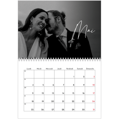 Calendrier photo A4 double (30 x 40 cm) — Écriture élégante [couverture]