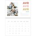 Calendrier photo A4 double (30 x 40 cm) — Lettrage coloré [Avril]