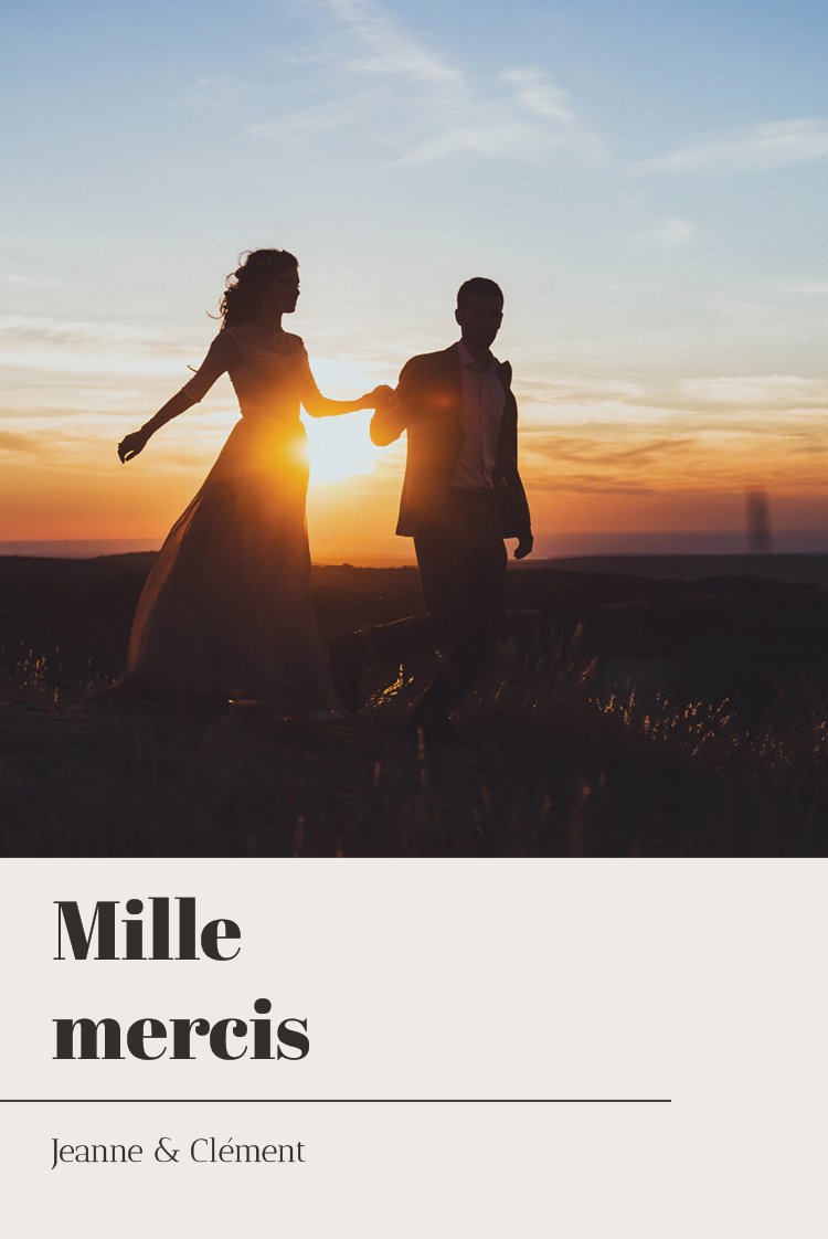 Carte de remerciement — Plaque verticale