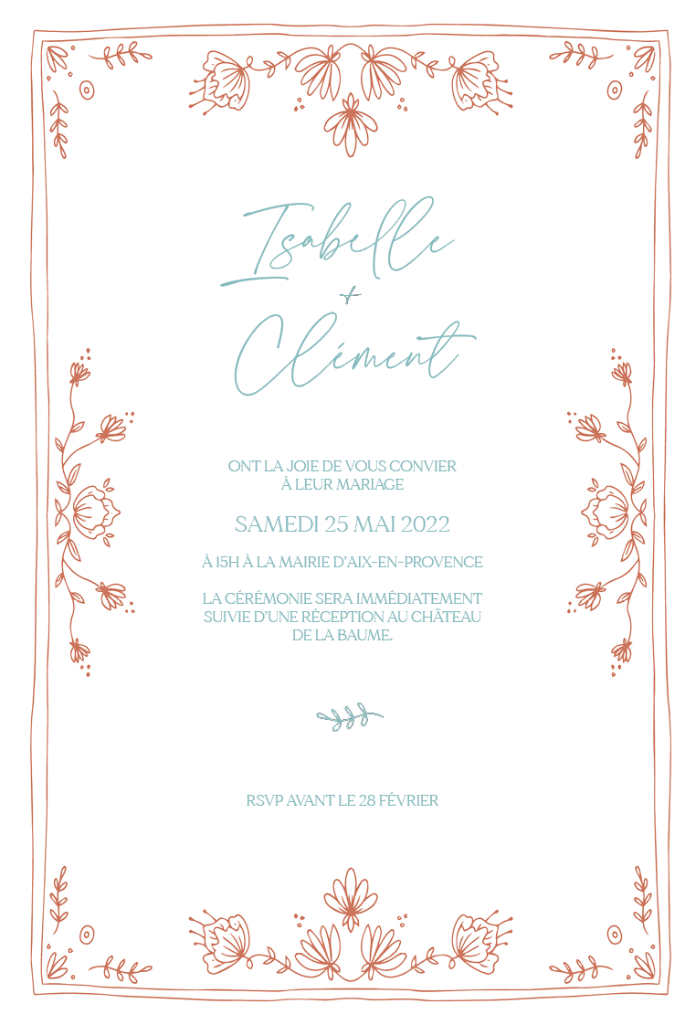Cartons d'invitation — Croquis floral