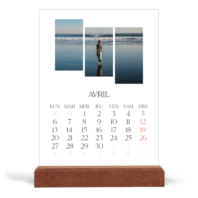 Calendrier de bureau support bois - portrait  — Fragments de voyage [couverture]