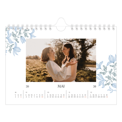 Calendrier photo A5 — Romance en bleu et blanc [couverture]