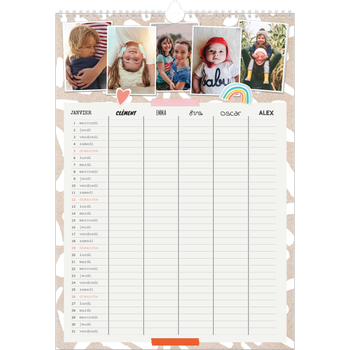 Calendrier photo A3 — Agenda rustique - Famille de 5
