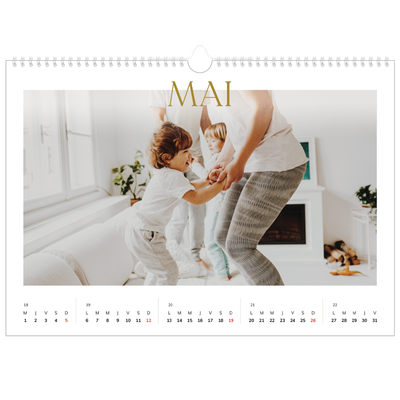 Calendrier photo A3 — Large texte Doré [couverture]