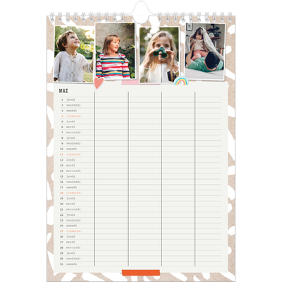 Calendrier familial A4 — Agenda rustique - Famille de 4 [couverture]