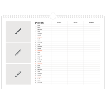 Calendrier photo A3 — Créez votre produit - Famille de 3