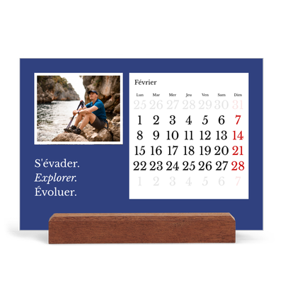 Calendrier de bureau support bois - paysage   — Terre éditoriale [Février]