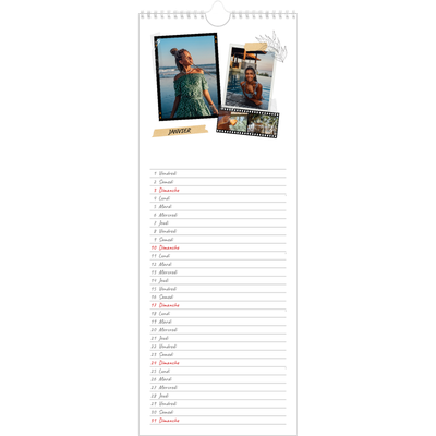 Calendrier mural long  — Esprit scrapbook [Janvier]