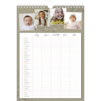 Calendrier photo A4 — Agenda terre à terre - Famille de 5
