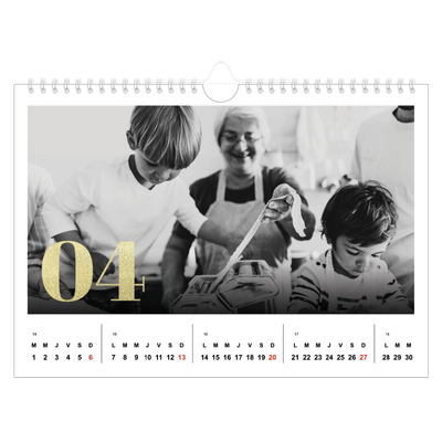 Calendrier photo A4 — Larges numéros brillants [Avril]