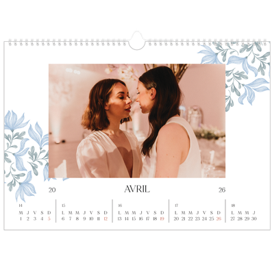 Calendrier photo A3 — Romance en bleu et blanc [Avril]