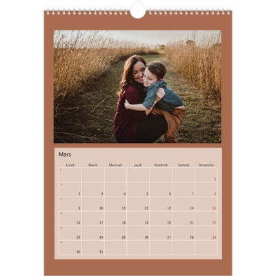 A3 Calendrier annuel — Terracotta [Mars]