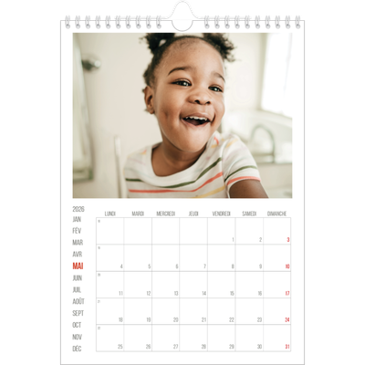 Calendrier photo A4 (20 x 30 cm) — Accent rouge [couverture]
