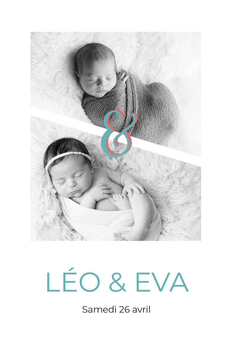 Cartons d'invitation — Jumeaux esperluette