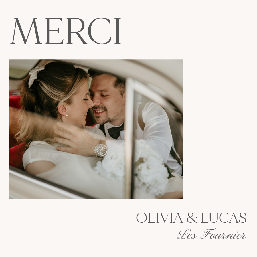 Carte de remerciement — Typographie crème