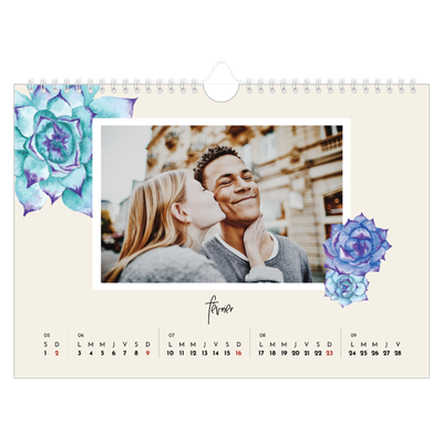 Calendrier photo A4 — Fleurs entremélées [Février]