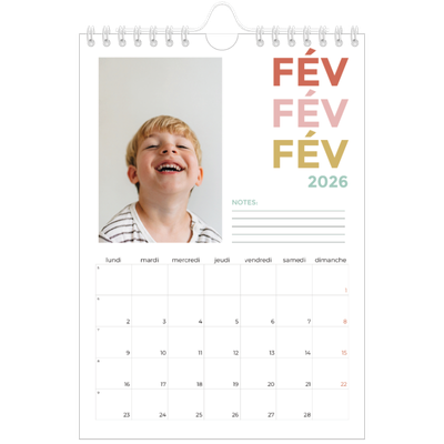 Calendrier photo A5 — Lettrage coloré [Février]