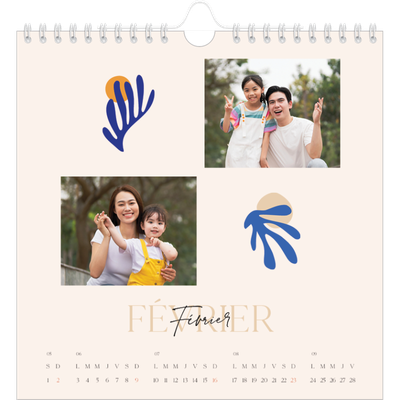 Calendriers annuels carré — Coraux minimalistes [Février]