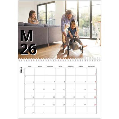 Calendrier photo A4 double (30 x 40 cm) — Jolie lettre [Mars]