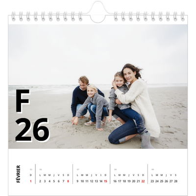 Calendriers annuels carré — Jolie lettre [Février]