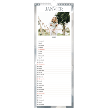 Calendrier mural long (15 x 40 cm) — Effet pinceau