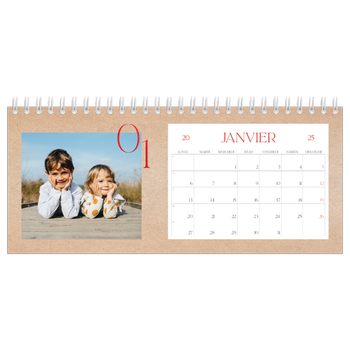 Calendrier de bureau — Touches de rouge