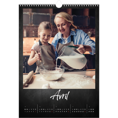 A3 Calendrier annuel — Tableau et craie [Avril]