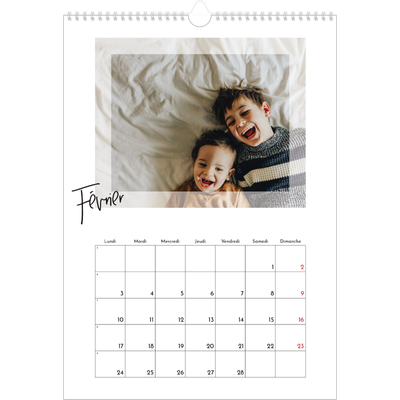 A3 Calendrier annuel — Cadre clair [Février]