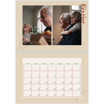 Calendrier photo A4 double (30 x 40 cm) — Texte asymétrique [Février]