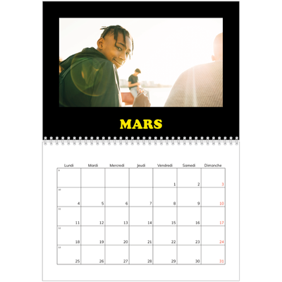 Calendrier photo A4 double (30 x 40 cm) — Fun Typo [Mars]