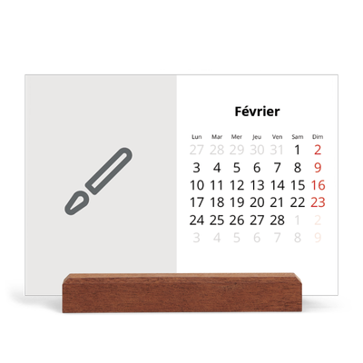 Calendrier de bureau support bois - paysage   — Créez votre produit [Février]