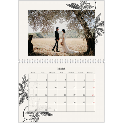 Calendrier photo A4 double (30 x 40 cm) — Encre & lierre [Mars]