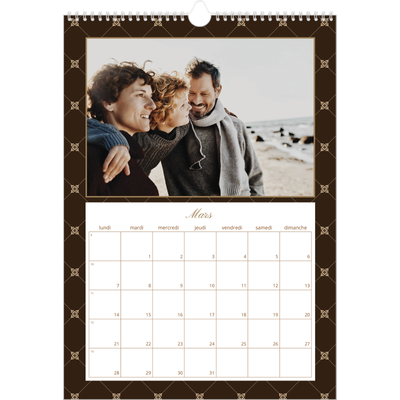 A3 Calendrier annuel — Noir et blanc vintage [Mars]