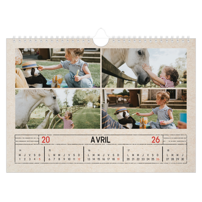 Calendrier photo A4 — Craft effet tampon [Avril]