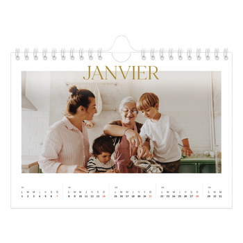 Calendrier photo A5 — Large texte Doré