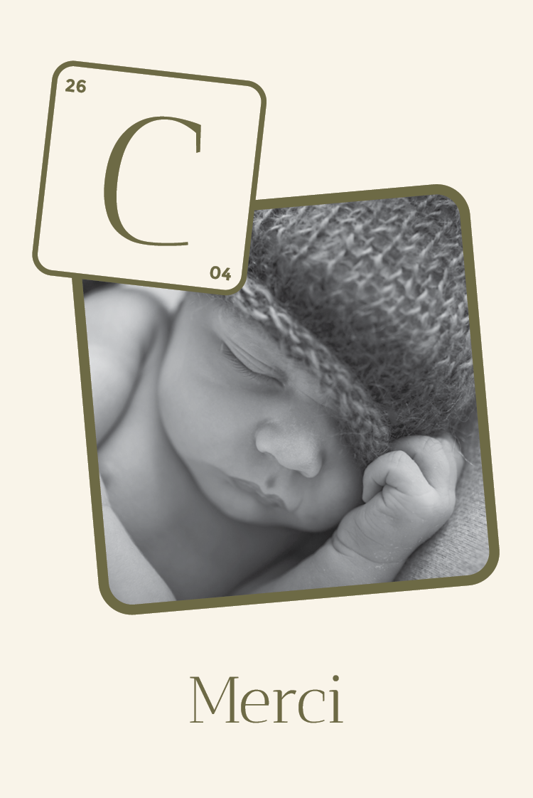 Carte de remerciement — Jeu de lettres