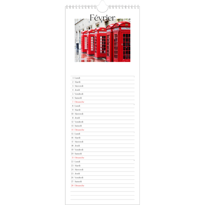 Calendrier mural long  — Mon carnet de voyage [Février]