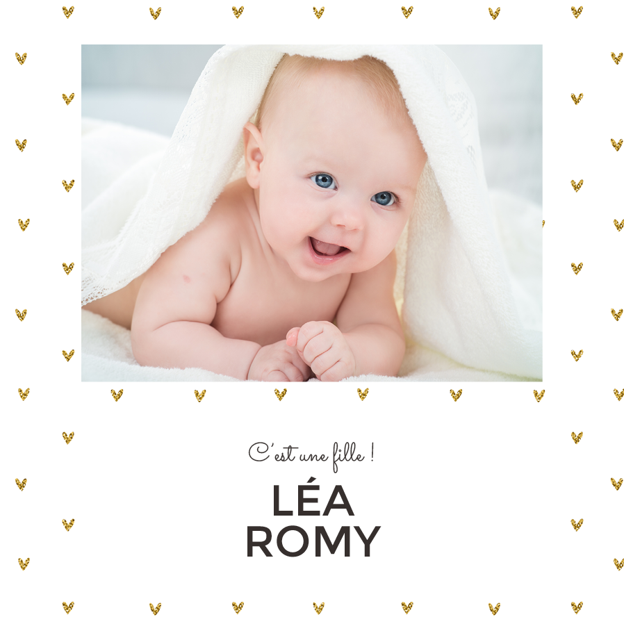 Cartons d'invitation — Coeurs dorés