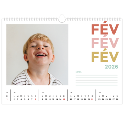 Calendrier photo A3 — Lettrage coloré [Février]